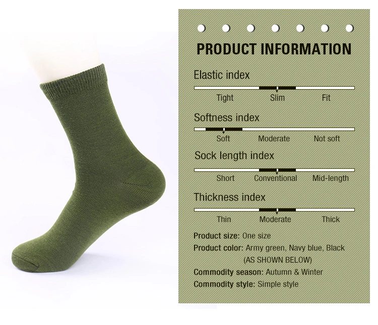 Custom Middle Crew Army Green Military Socks Double Needle Cotton Crew Socks