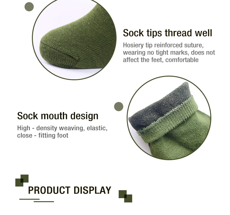 Custom Middle Crew Army Green Military Socks Double Needle Cotton Crew Socks